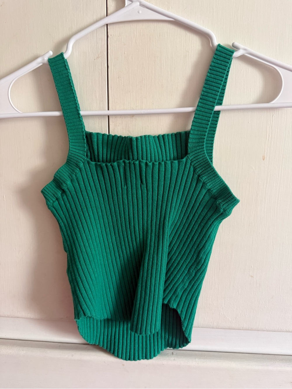 BDG Green Ribbed Square-Neck Tank - Picture 2 of 3